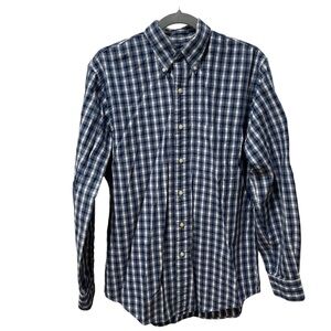 Land’s End Men’s Blue Checkered Button Down | Size Medium